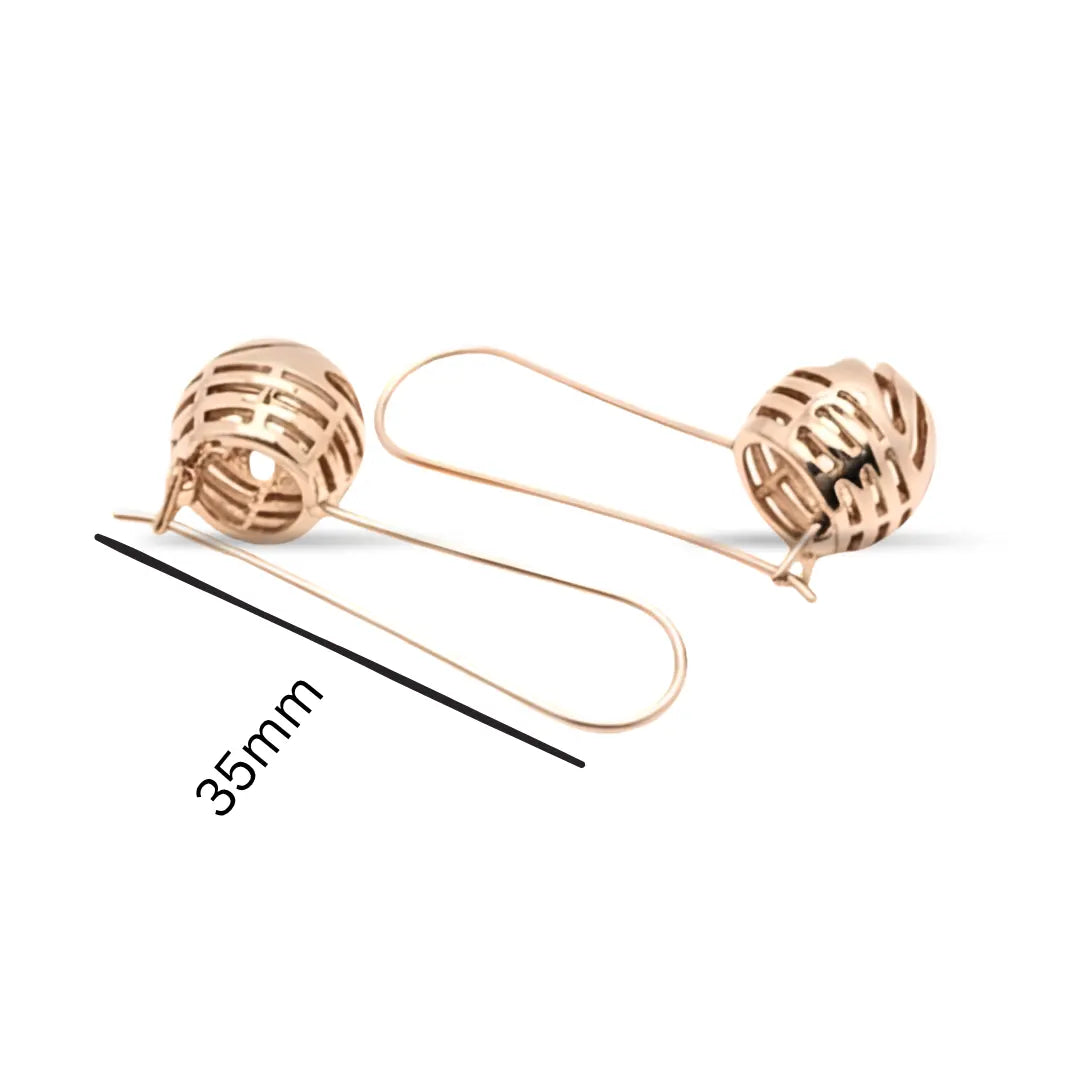 18K Gold Filled Filigree Ball Drop Earrings (35mm)